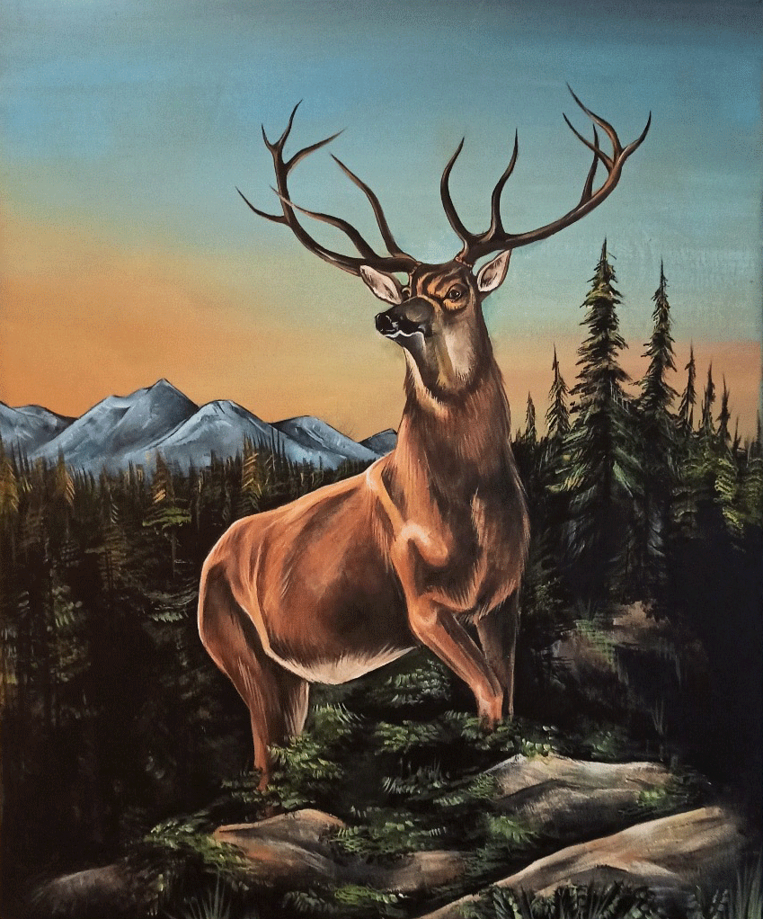 Hirsch in Landschaft